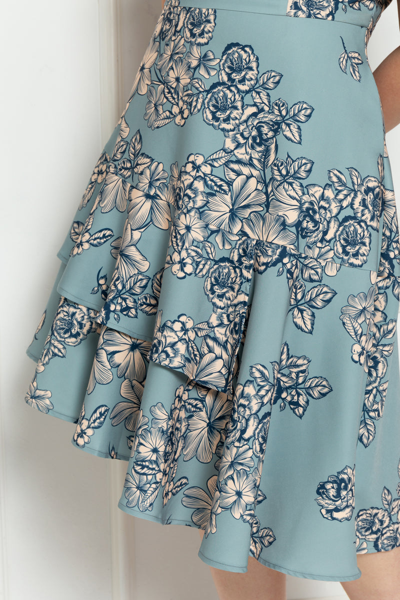 Toga Cold-Shoulder Frills Dress (édition limitée print - Blooms), Dress - 1214 Alley