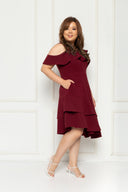 Toga Cold-Shoulder Frills Dress (Red), Dress - 1214 Alley