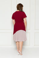 Pleated Colour Block Dress (Maroon), Dress - 1214 Alley