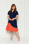 Pleated Colour Block Dress (Navy), Dress - 1214 Alley
