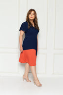 Pleated Colour Block Dress (Navy), Dress - 1214 Alley