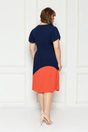 Pleated Colour Block Dress (Navy), Dress - 1214 Alley