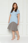 Pleated Colour Block Dress (Powder Blue), Dress - 1214 Alley