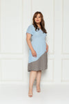 Pleated Colour Block Dress (Powder Blue), Dress - 1214 Alley