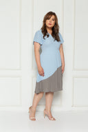 Pleated Colour Block Dress (Powder Blue), Dress - 1214 Alley