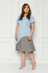 Pleated Colour Block Dress (Powder Blue), Dress - 1214 Alley