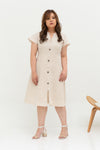 Buttons Linen Dress (Creme), Dress - 1214 Alley