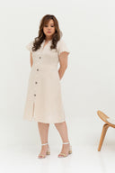 Buttons Linen Dress (Creme), Dress - 1214 Alley