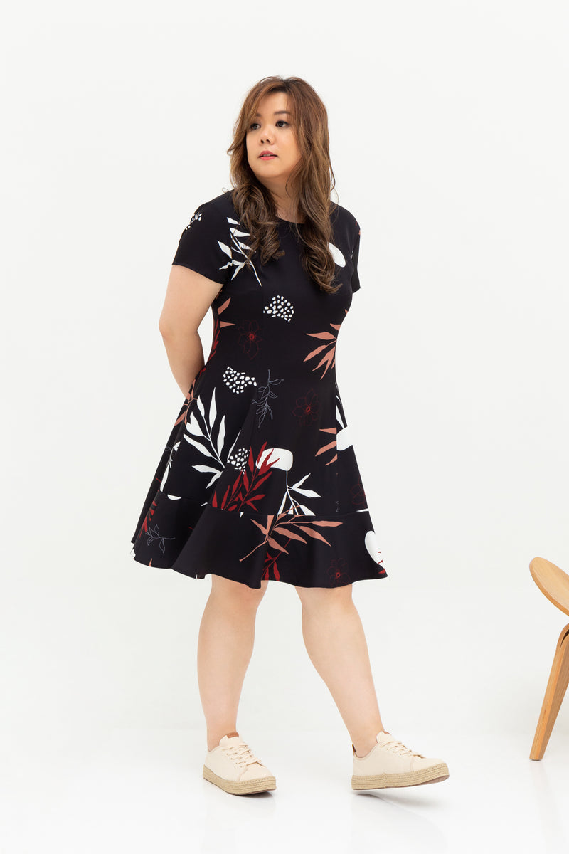 Fleur Peplum Dress (édition limitée print - Autumn Ferns), Dress - 1214 Alley