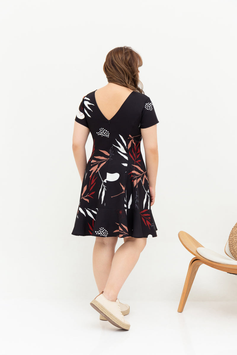 Fleur Peplum Dress (édition limitée print - Autumn Ferns), Dress - 1214 Alley