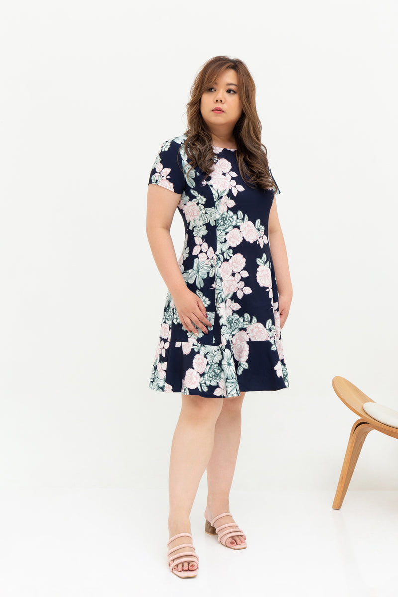 Fleur Peplum Dress (édition limitée print - Pastel Blooms), Dress - 1214 Alley