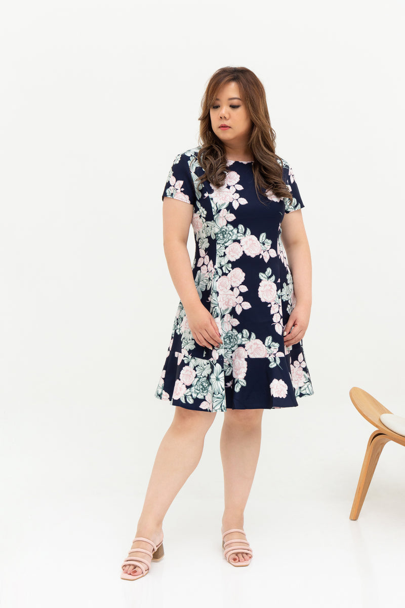 Fleur Peplum Dress (édition limitée print - Pastel Blooms), Dress - 1214 Alley
