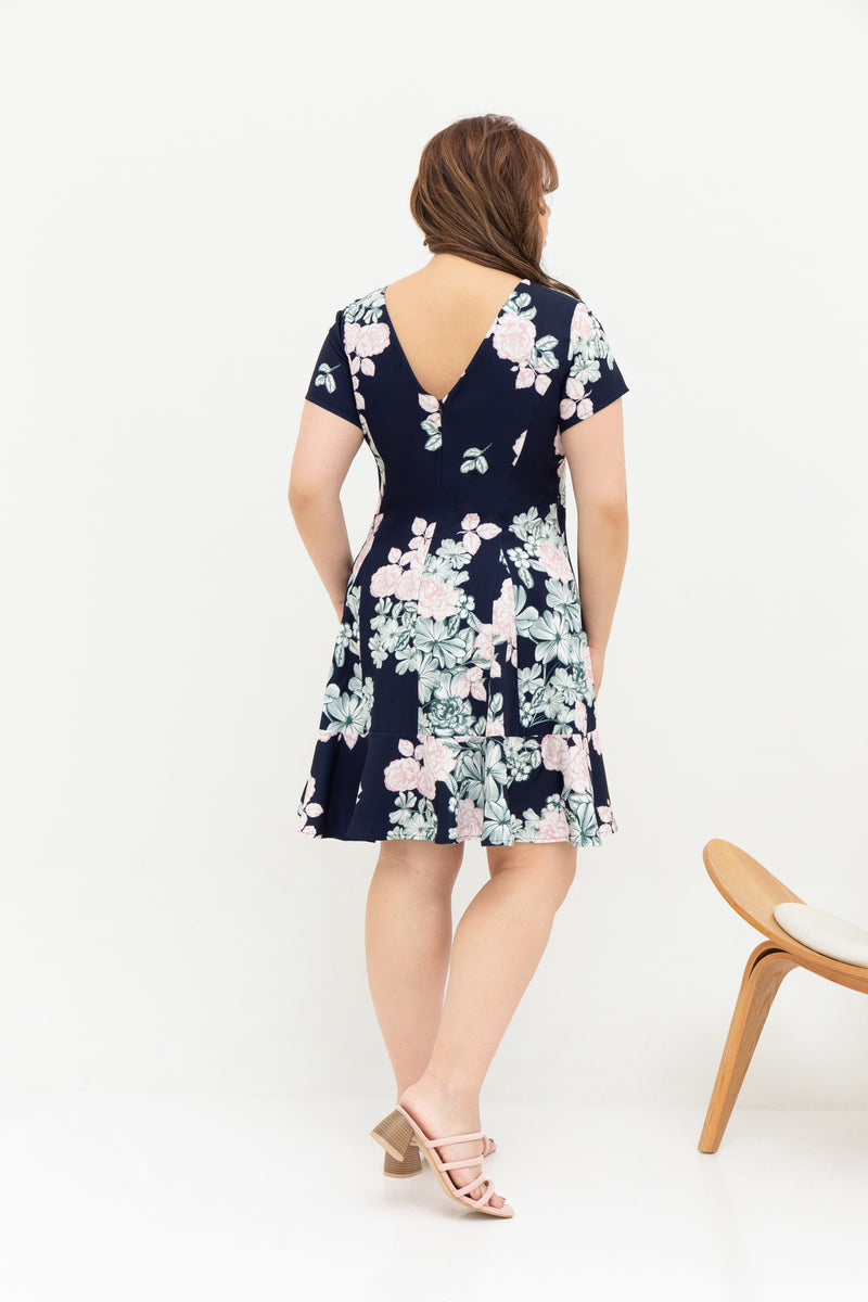Fleur Peplum Dress (édition limitée print - Pastel Blooms), Dress - 1214 Alley