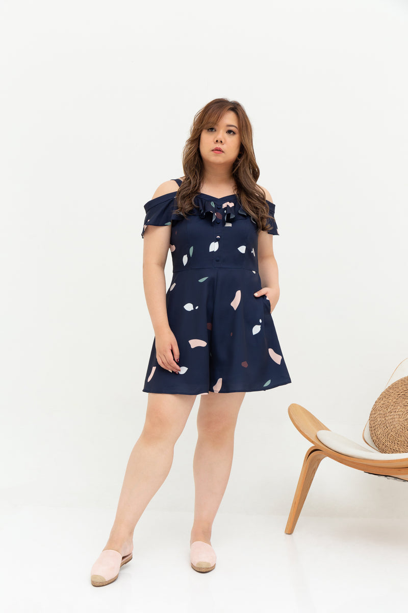 Sweetheart Neckline Romper (édition limitée print - Terrazzo), One-Piece - 1214 Alley