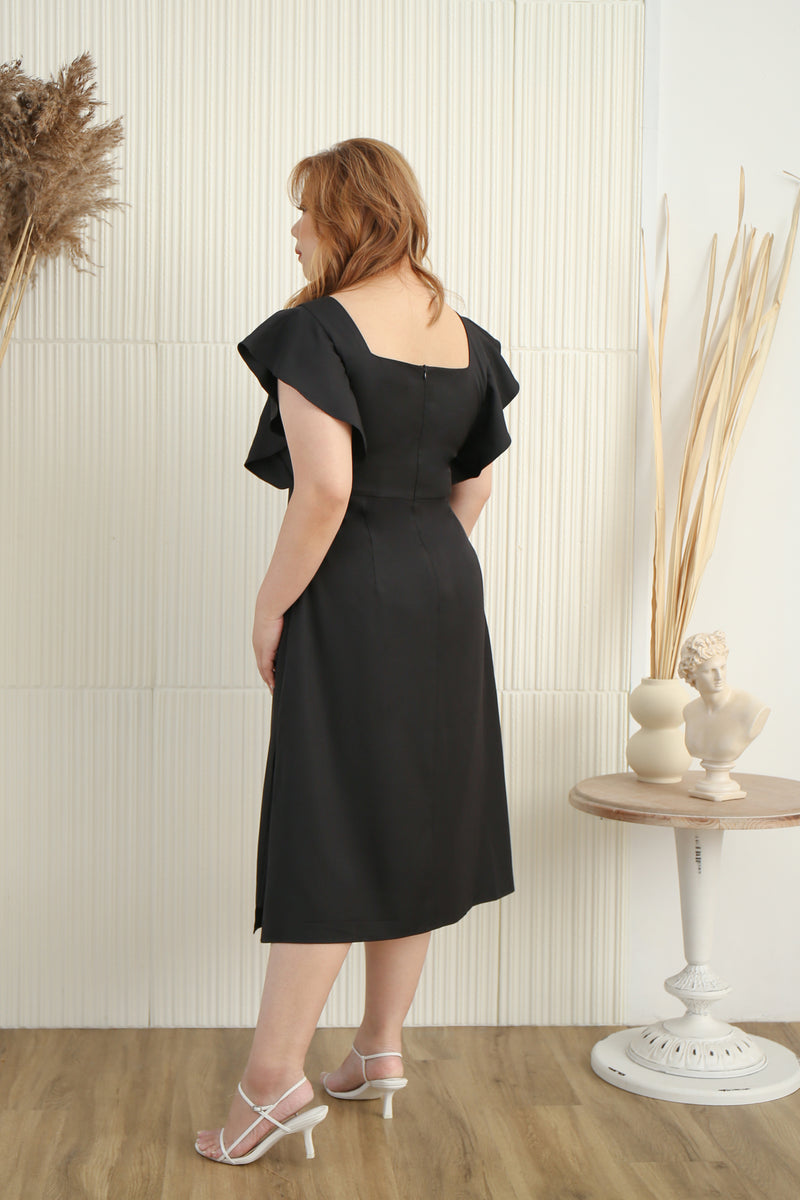 Side Slit Midi Dress - (Black)