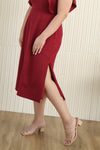 Side Slit Midi Dress - (Maroon)