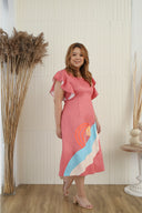 Side Slit Midi Dress in Coral (ELTWINE x AIRIN - Sunrise)