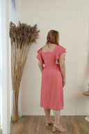 Side Slit Midi Dress in Coral (ELTWINE x AIRIN - Sunrise)