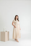 Front Button Mandarin Collar Wide Leg Jumpsuit (Creme)