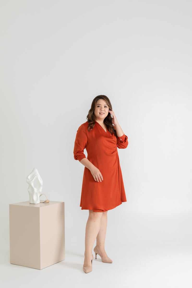 Inner Wrap Shirt Dress (Paprika)