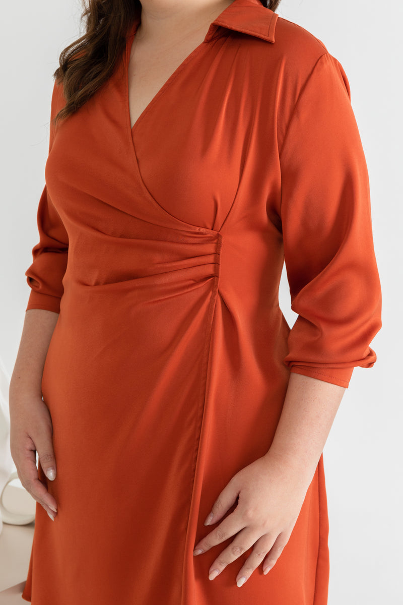 Inner Wrap Shirt Dress (Paprika)