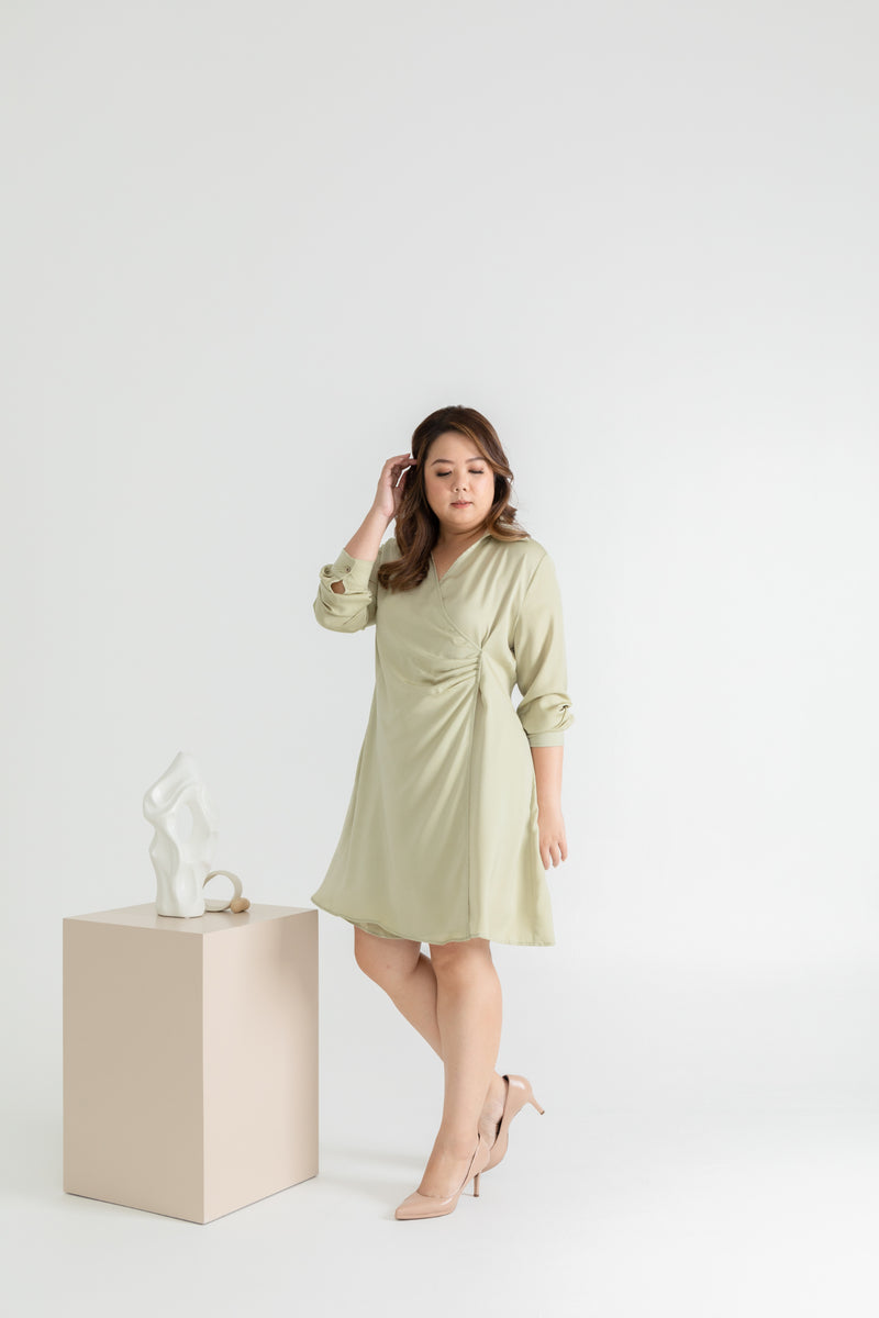 Inner Wrap Shirt Dress (Green Apple)