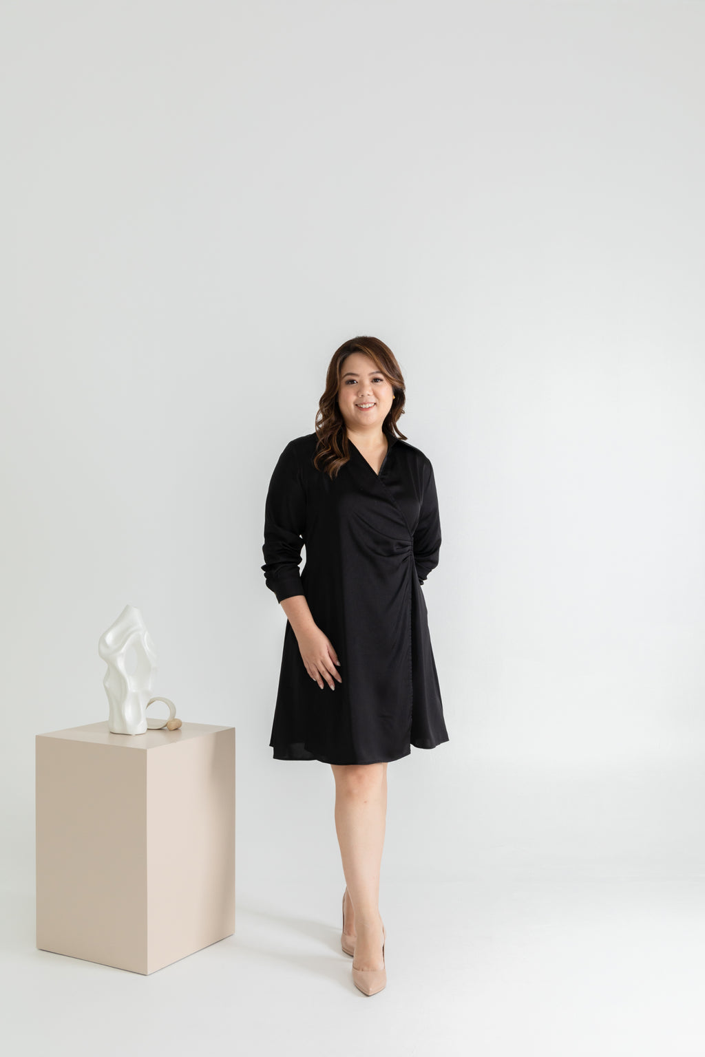 Inner Wrap Shirt Dress (Black)