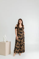 Bi-Shoulder Ruffles Ladder Jumpsuit (Black & Gold)