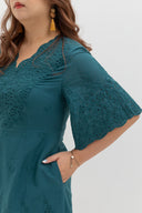 Embroidery Eyelet Romper with Kimono Sleeves (Emerald)