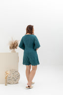 Embroidery Eyelet Romper with Kimono Sleeves (Emerald)