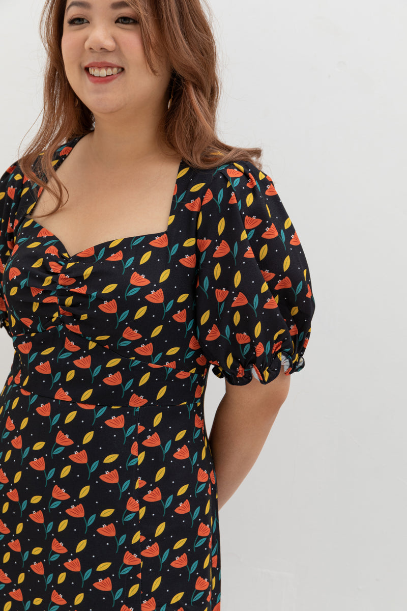 Sweetheart Neckline Slit Dress (édition limitée print)