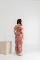 Bi-Shoulder Ruffles Ladder Jumpsuit (Cherry & Gold)