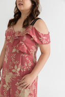 Bi-Shoulder Ruffles Ladder Jumpsuit (Cherry & Gold)
