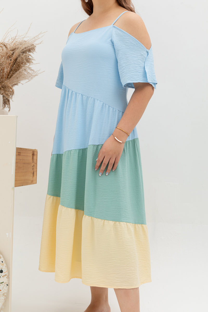 Bohemia Colorblock Tier Dress (Garden)