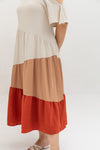 Bohemia Colorblock Tier Dress (Tangerine)