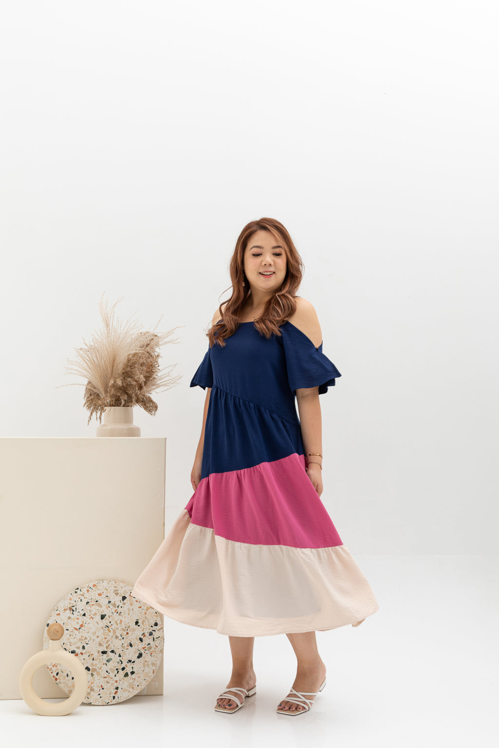 Bohemia Colorblock Tier Dress (Cherry Blossom)