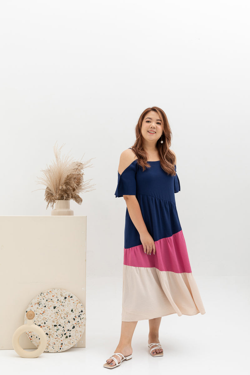 Bohemia Colorblock Tier Dress (Cherry Blossom)