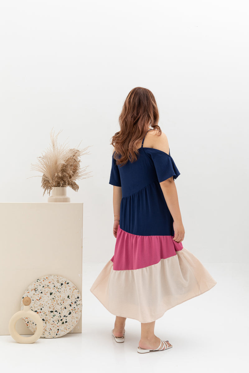 Bohemia Colorblock Tier Dress (Cherry Blossom)