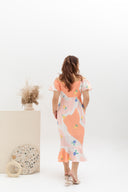 Cold Shoulder Side Ruffles Dress (édition limitée print - Sherbert Orange)