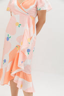Cold Shoulder Side Ruffles Dress (édition limitée print - Sherbert Orange)