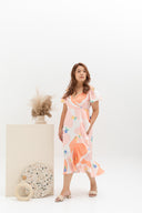 Cold Shoulder Side Ruffles Dress (édition limitée print - Sherbert Orange)