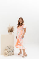 Cold Shoulder Side Ruffles Dress (édition limitée print - Sherbert Orange)