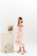 Cold Shoulder Side Ruffles Dress (édition limitée print - Sherbert Orange)
