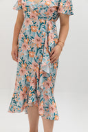 Cold Shoulder Side Ruffles Dress (édition limitée print - Hibiscus)