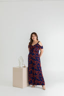 Bi-Shoulder Ruffles Ladder Jumpsuit (Navy & Fresh Red)