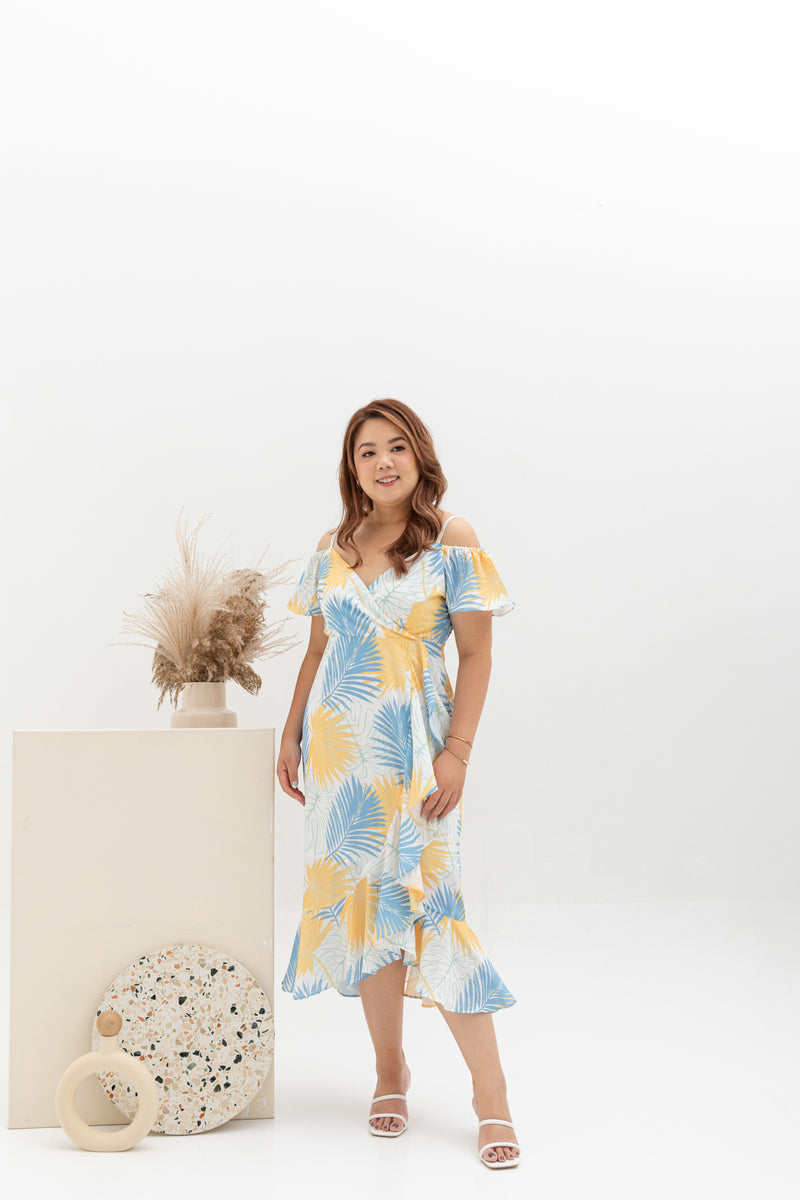 Cold Shoulder Side Ruffles Dress (édition limitée print - White Ferns)