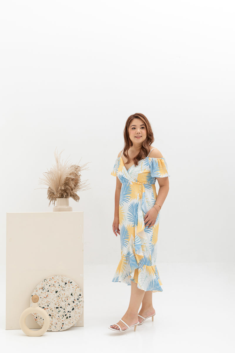 Cold Shoulder Side Ruffles Dress (édition limitée print - White Ferns)