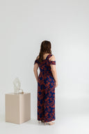 Bi-Shoulder Ruffles Ladder Jumpsuit (Navy & Fresh Red)