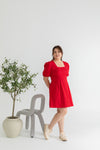 Cotton Twill Skater Dress (Red)