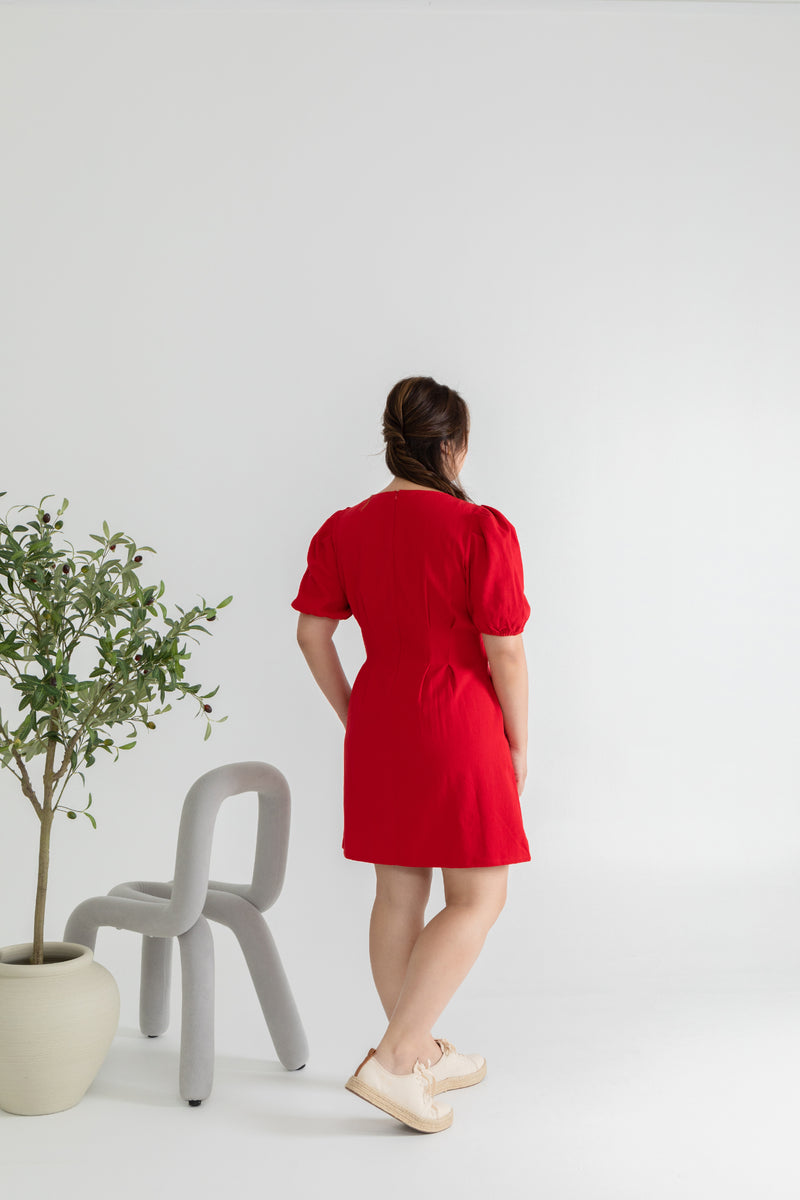 Cotton Twill Skater Dress (Red)